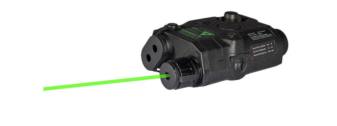 PEQ-15 BATTERY CASE + GREEN LASER (COLOR: BLACK)