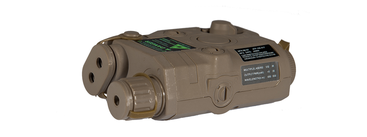 PEQ-15 BATTERY CASE + GREEN LASER (COLOR: DARK EARTH) - Click Image to Close