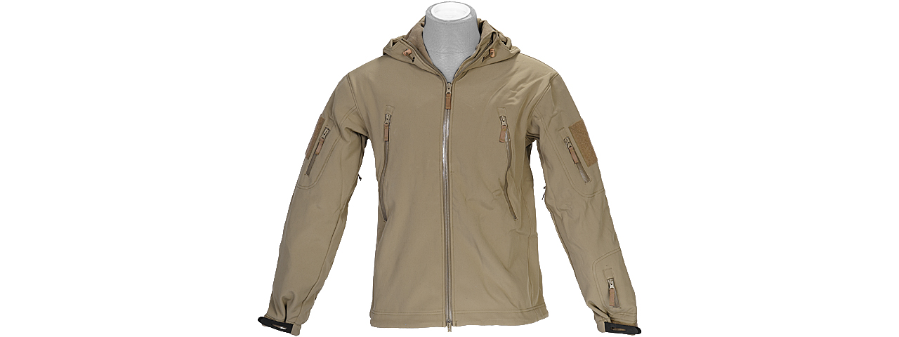 CA-782TS SOFT SHELL JACKET w/ HOOD (TAN), SIZE: SM