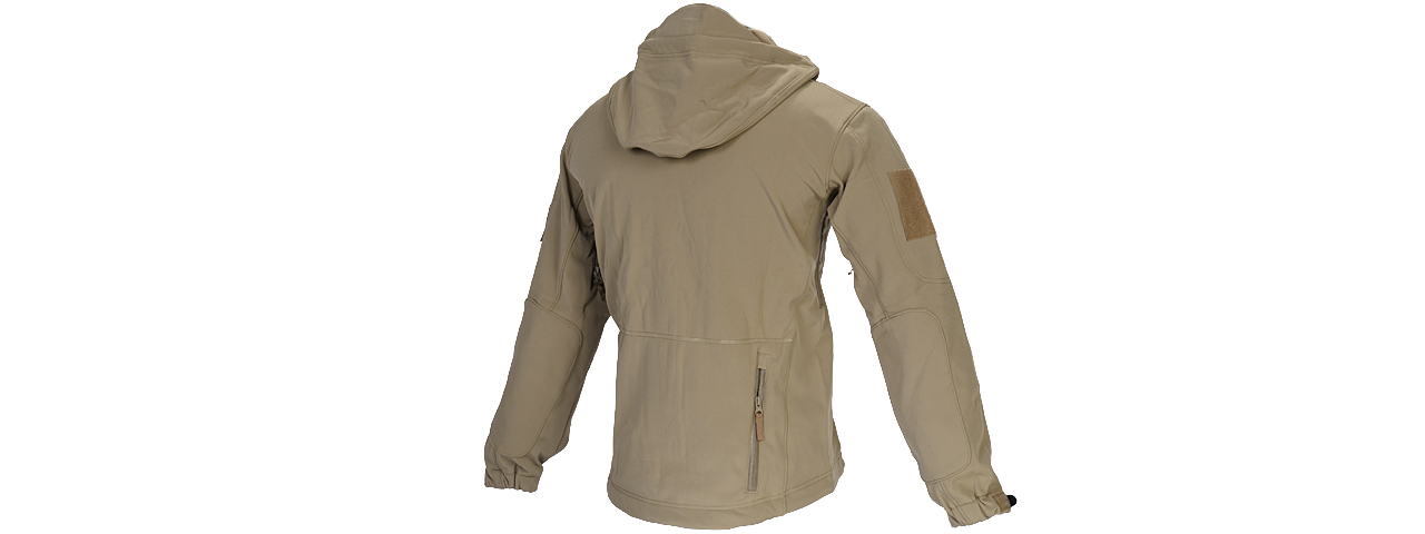 CA-782TS SOFT SHELL JACKET w/ HOOD (TAN), SIZE: SM - Click Image to Close