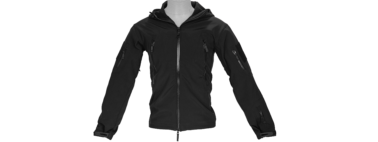 CA-783BM SOFT SHELL JACKET w/ HOOD (BLACK), SIZE: MD