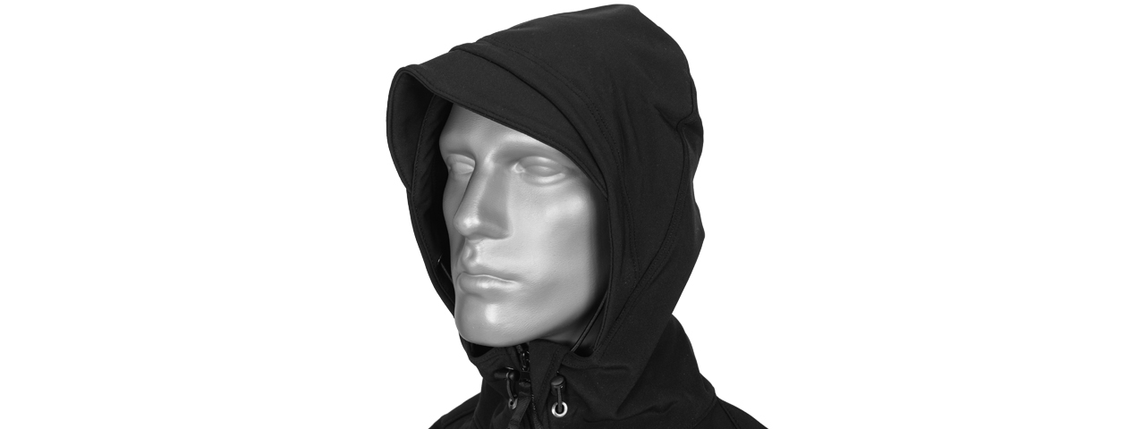 CA-783BM SOFT SHELL JACKET w/ HOOD (BLACK), SIZE: MD - Click Image to Close