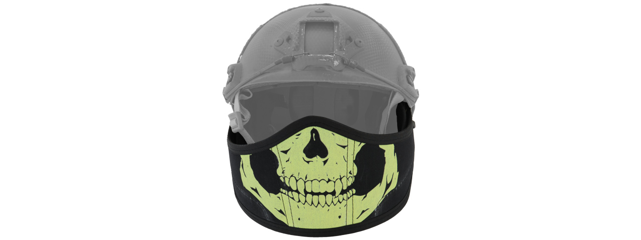 Lancer Tactical CA-801S HELMET Armour Face in Black with White Skull - Click Image to Close