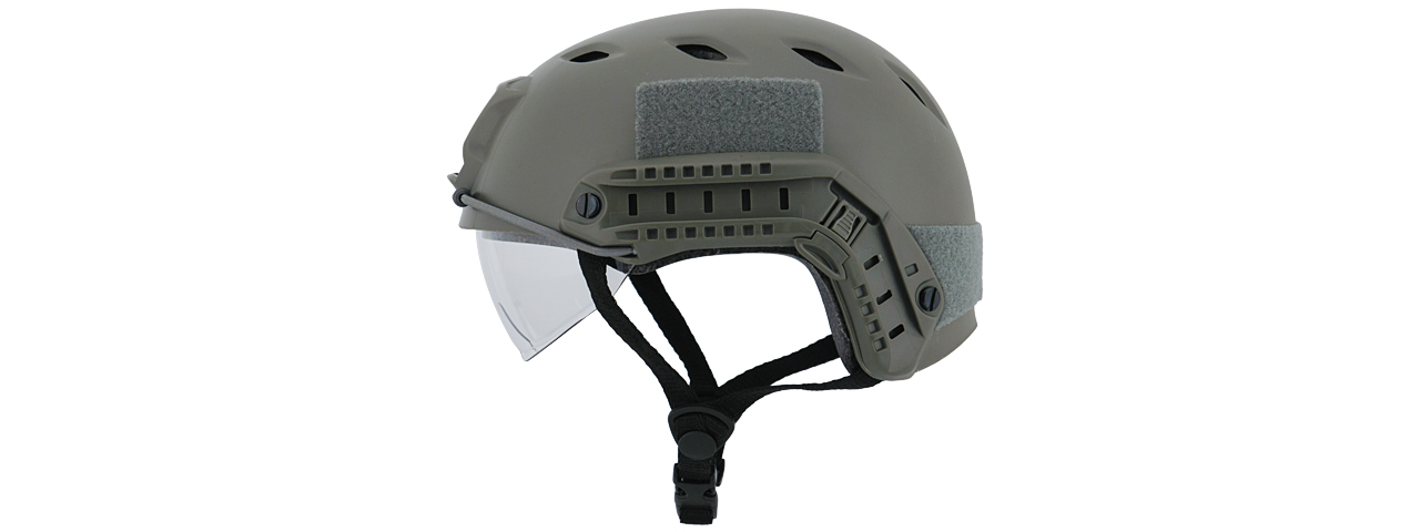 CA-842G HELMET BJ TYPE "BASIC VERSION w/VISOR" (COLOR: OD GREEN) SIZE: MEDIUM - Click Image to Close