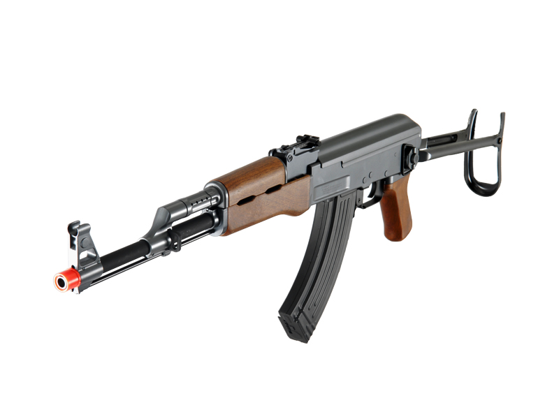 Cyma CM028S AK47S Auto Electric Gun Metal Gear, ABS Body, Folding Stock, Wood - Click Image to Close