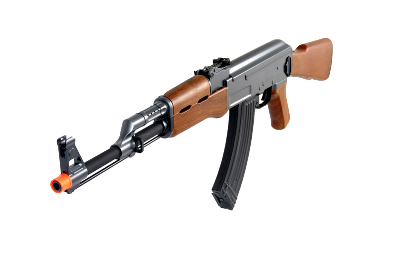 Cyma CM028 AK47 Auto Electric Gun Metal Gear, ABS Body, ABS Wood, Fixed Stock - Click Image to Close