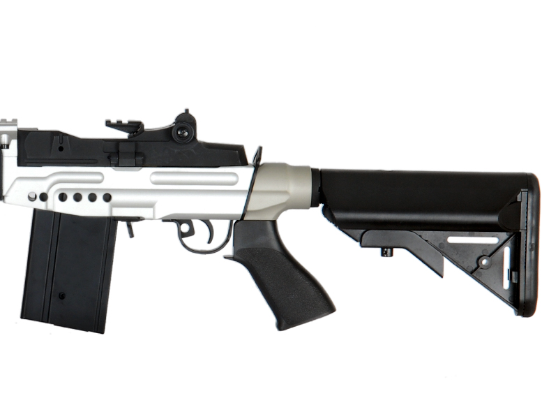 LANCER TACTICAL FULL METAL M14 EBR AEG DMR SNIPER RIFLE (SILVER) - Click Image to Close