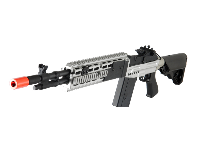 Cyma CM032EBR-S M14 EBR RIS AEG Metal Gear, Full Metal Body, Adjustable Crane Stock in Silver - Click Image to Close