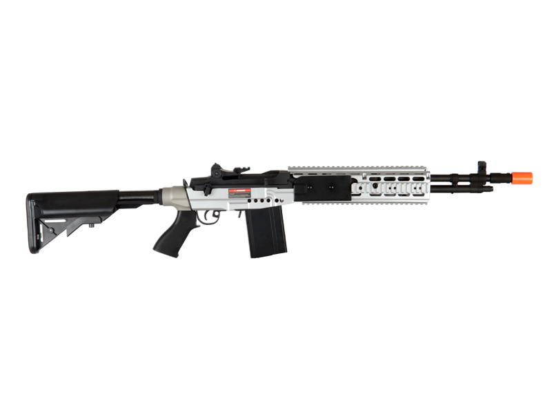 Cyma CM032EBR-S M14 EBR RIS AEG Metal Gear, Full Metal Body, Adjustable Crane Stock in Silver