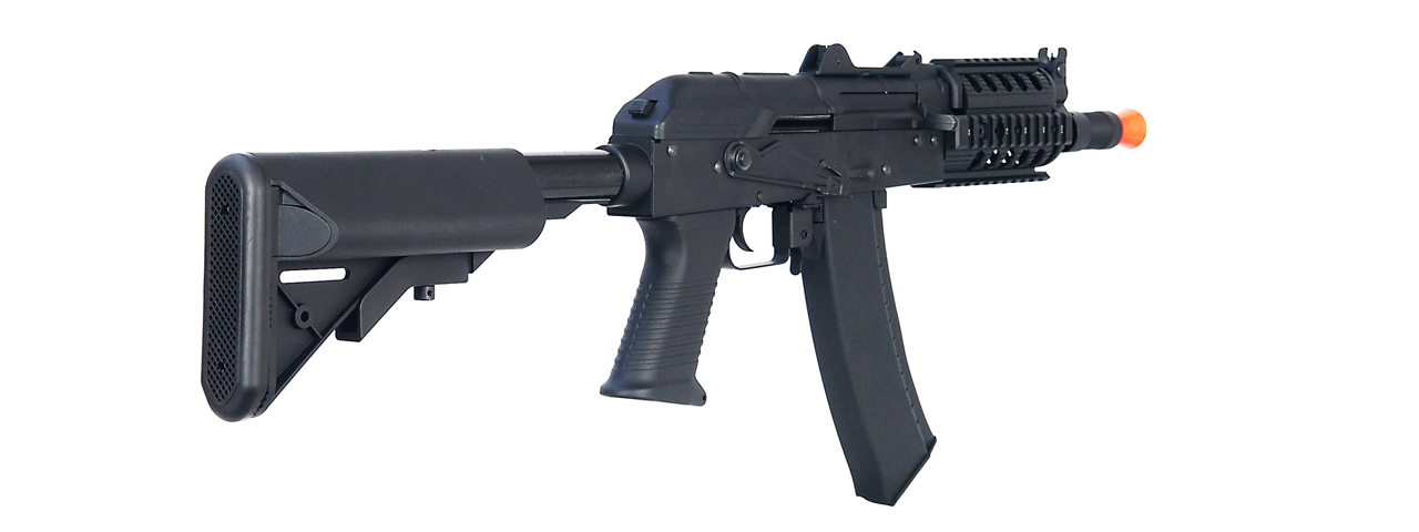 CYMA CM040H AKS-74UN FULL METAL AEG w/QUAD RAIL & RETRACTABLE CRANE STOCK (COLOR: BLACK) - Click Image to Close