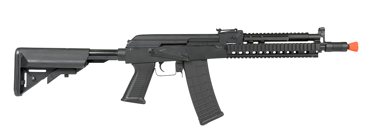 CYMA CM040I AK-74 BETA FULL METAL AEG w/GAS BLOCK & HANDGUARD RAIL (COLOR: BLACK) - Click Image to Close