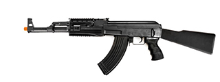 Lancer Tactical AK47 RIS Airsoft AEG Rifle w/ Foldable Foregrip (BLACK) - Click Image to Close