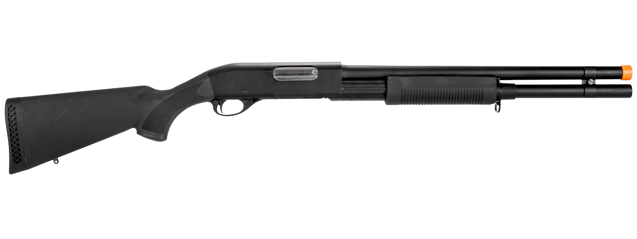 CM350LMN M870 SHOTGUN LONG BARREL w/FULL STOCK & METAL BARREL (BLACK)