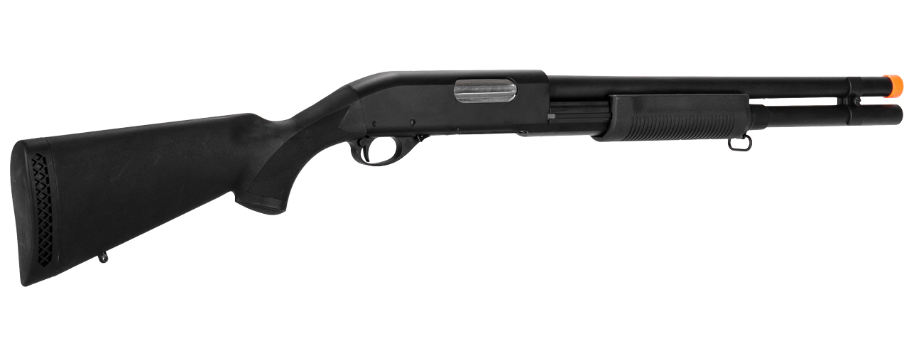 CM350LMN M870 SHOTGUN LONG BARREL w/FULL STOCK & METAL BARREL (BLACK)