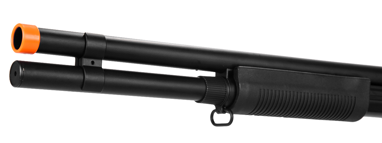 CM350LMN M870 SHOTGUN LONG BARREL w/FULL STOCK & METAL BARREL (BLACK)