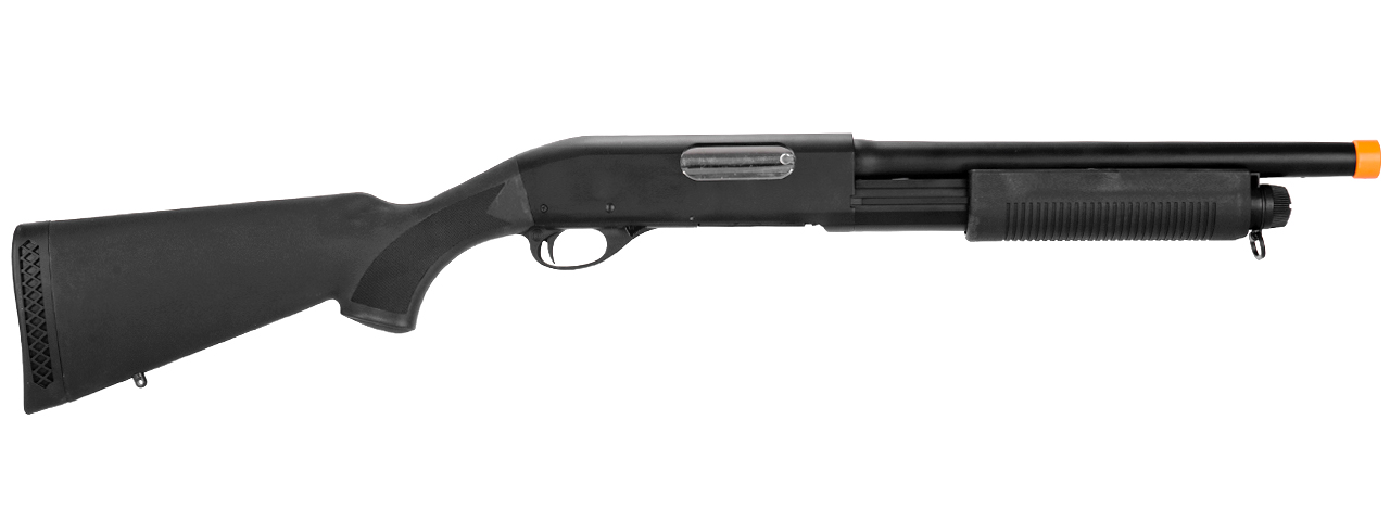 CM350MN M870 SHOTGUN w/FULL STOCK & METAL BARREL (BLACK) - Click Image to Close