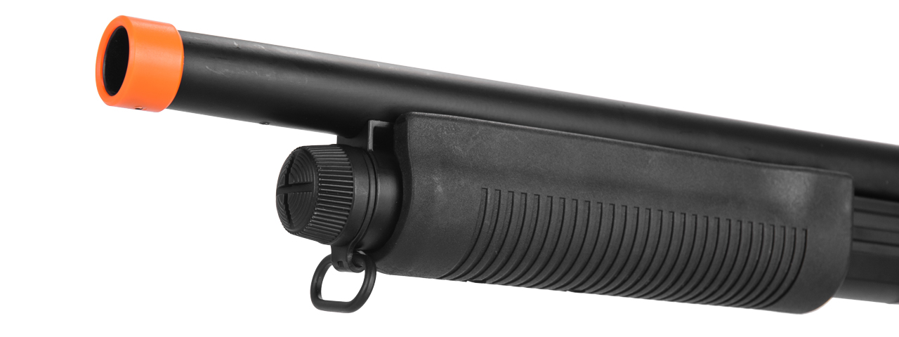 CM350MN M870 SHOTGUN w/FULL STOCK & METAL BARREL (BLACK) - Click Image to Close