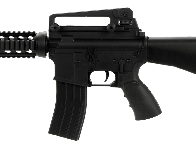 WELL AIRSOFT M4 AEG TACTICAL RIS W FIXED STOCK CARRYING HANDLE - BLACK - Click Image to Close