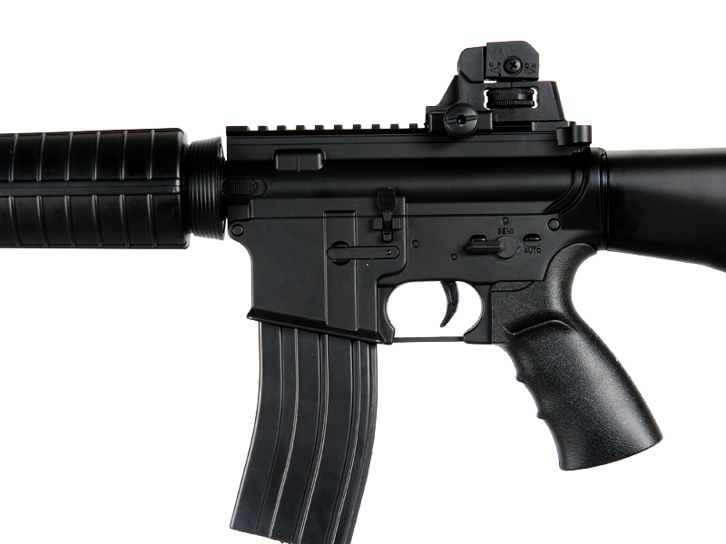 WELL AIRSOFT M4 AEG CARBINE ASSAULT RIFLE FIXED STOCK - BLACK - Click Image to Close