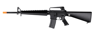 Golden Eagle JG F6618 Super Enhanced M16 A1 Vietnam AEG Metal Gear, Polymer Body, Fixed Stock