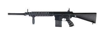 Golden Eagle JG FB6652 SR-25 Long RIS AEG Metal Gear, Full Metal Body, Fixed Stock, Vertical Grip, Barrel Extension