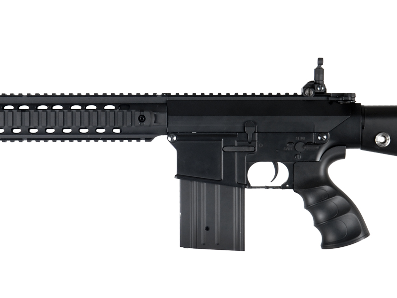 Golden Eagle JG FB6652 SR-25 Long RIS AEG Metal Gear, Full Metal Body, Fixed Stock, Vertical Grip, Barrel Extension