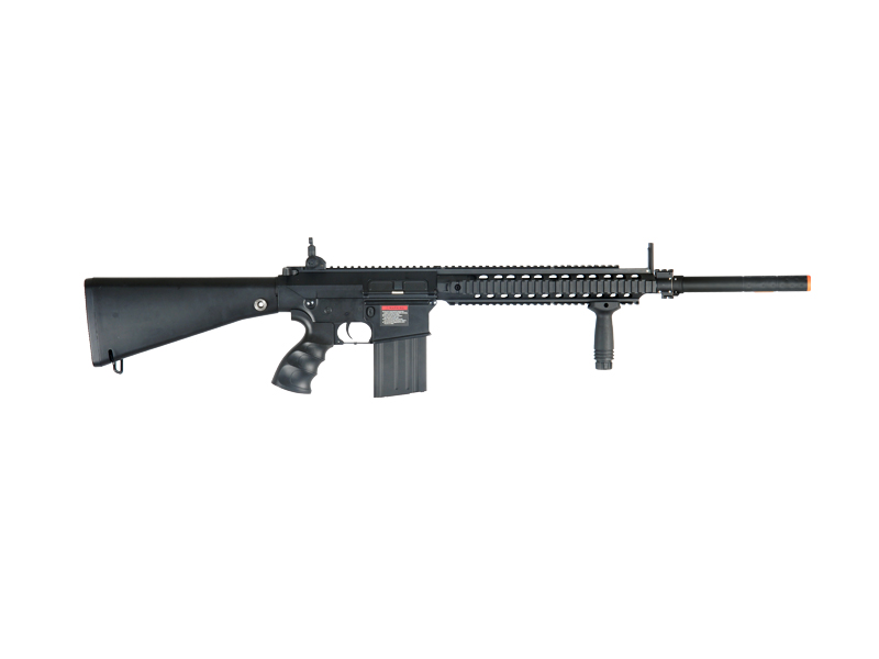 Golden Eagle JG FB6652 SR-25 Long RIS AEG Metal Gear, Full Metal Body, Fixed Stock, Vertical Grip, Barrel Extension