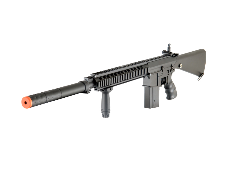 Golden Eagle JG FB6652 SR-25 Long RIS AEG Metal Gear, Full Metal Body, Fixed Stock, Vertical Grip, Barrel Extension