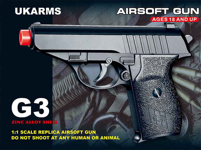 UKARMS G3 METAL SPRING PISTOL (BLACK) - Click Image to Close