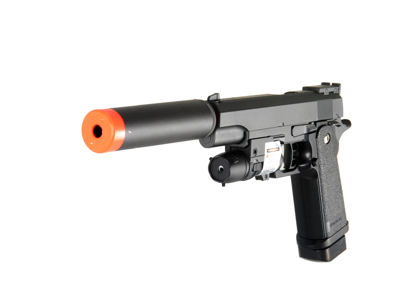 UKARMS G6A Metal Spring Pistol w/ Laser, Black - Click Image to Close