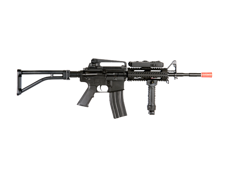 ICS AIRSOFT M4 AEG W/ RAS TACTICAL FOLDING STOCK - BLACK - Click Image to Close