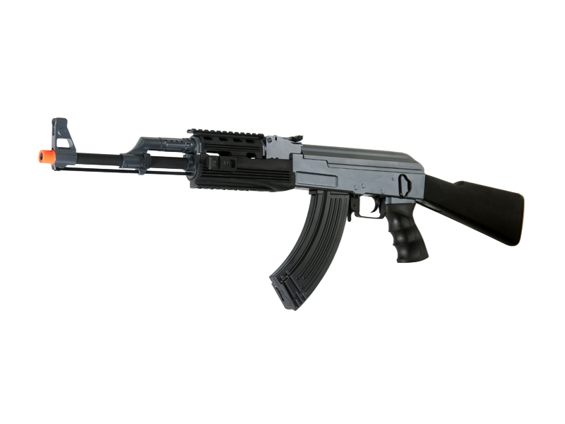 Lancer Tactical Airsoft AK-47 RIS AEG Rifle w/ Battery and Charger - Click Image to Close