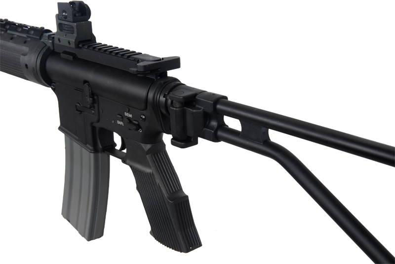 Atlas Custom Works M4 GR-300 Short Version Airsoft AEG Rifle w/ Folding Stock (Color: Black) - Click Image to Close