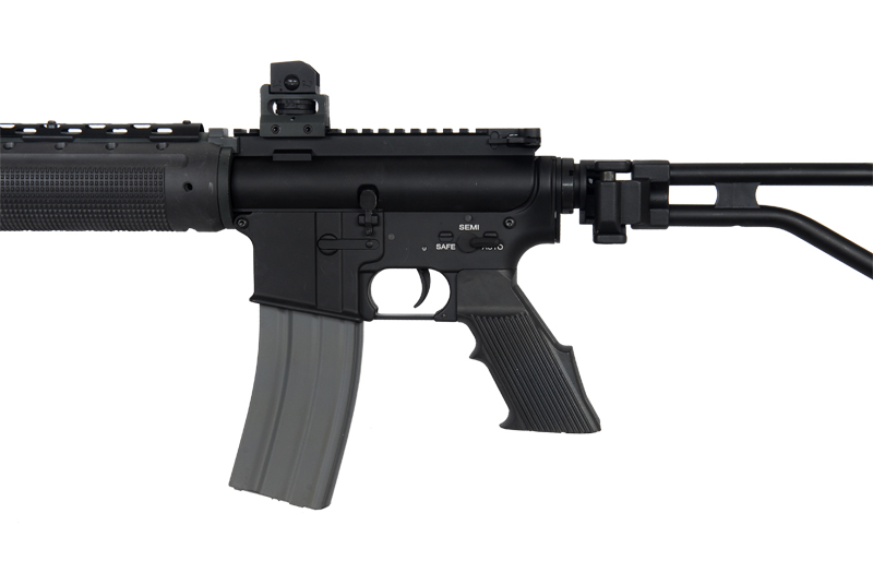 Atlas Custom Works M4 GR-300 Short Version Airsoft AEG Rifle w/ Folding Stock (Color: Black) - Click Image to Close