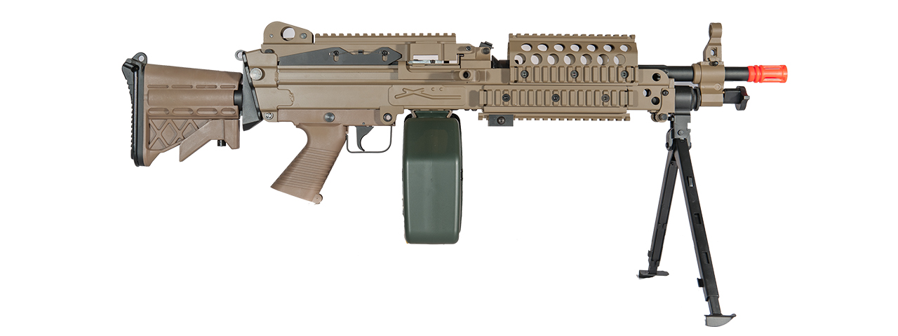 Atlas Custom Works Full Metal M249 MK46 SPW Support Rifle Airsoft AEG - TAN - Click Image to Close