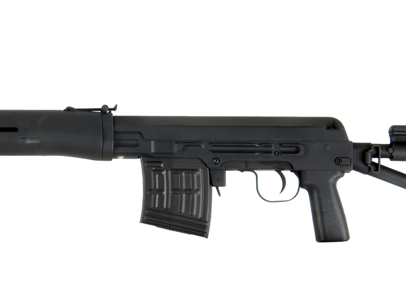 Atlas Custom Works Airsoft SVD S Bolt Action Rifle w/ Folding Stock - BLACK - Click Image to Close