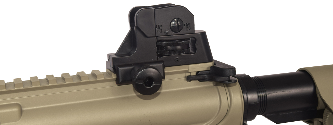 Lancer Tactical LT-02T M4 CQBR Metal Gear AEG, Adjustable Stock, Tan - Click Image to Close