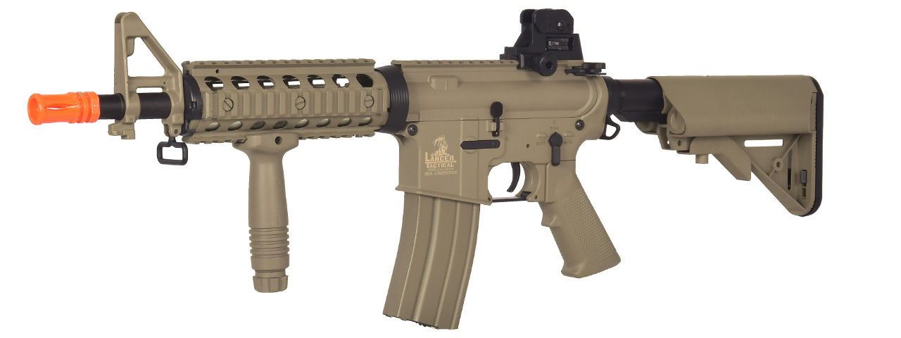 Lancer Tactical LT-02T M4 CQBR Metal Gear AEG, Adjustable Stock, Tan