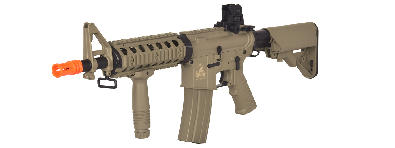 Lancer Tactical LT-02T M4 CQBR Metal Gear AEG, Adjustable Stock, Tan - Click Image to Close