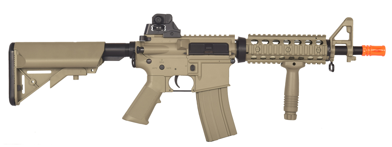 Lancer Tactical LT-02T M4 CQBR Metal Gear AEG, Adjustable Stock, Tan