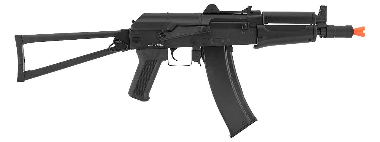 Lancer Tactical LT-07B AKS-74U AEG Metal Gear, ABS Body, Side Folding Stock, Black Color - Click Image to Close