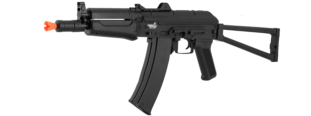 Lancer Tactical LT-07B AKS-74U AEG Metal Gear, ABS Body, Side Folding Stock, Black Color - Click Image to Close