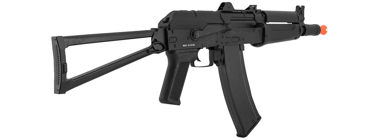 Lancer Tactical LT-07B AKS-74U AEG Metal Gear, ABS Body, Side Folding Stock, Black Color - Click Image to Close