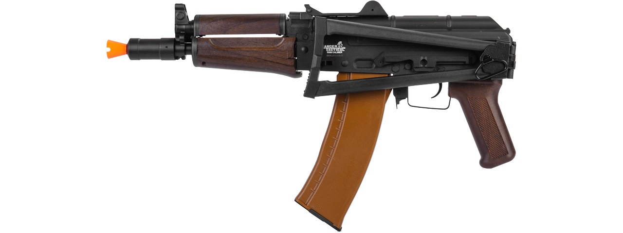 Lancer Tactical LT-07W AKS-74U AEG Metal Gear, ABS Body, Side Folding Stock, Wood Color