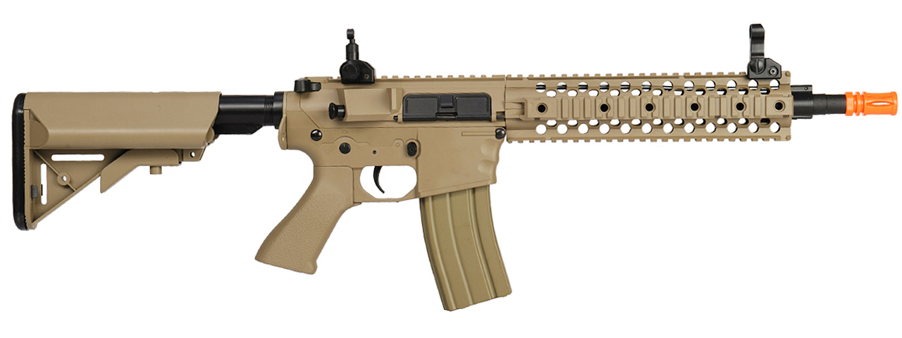 LT-12T 10" FREE FLOAT RAIL M4 AEG METAL GEAR (COLOR: TAN) - Click Image to Close