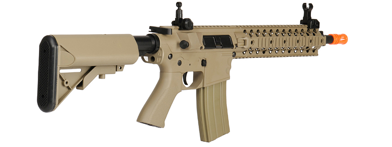 LT-12T 10" FREE FLOAT RAIL M4 AEG METAL GEAR (COLOR: TAN) - Click Image to Close