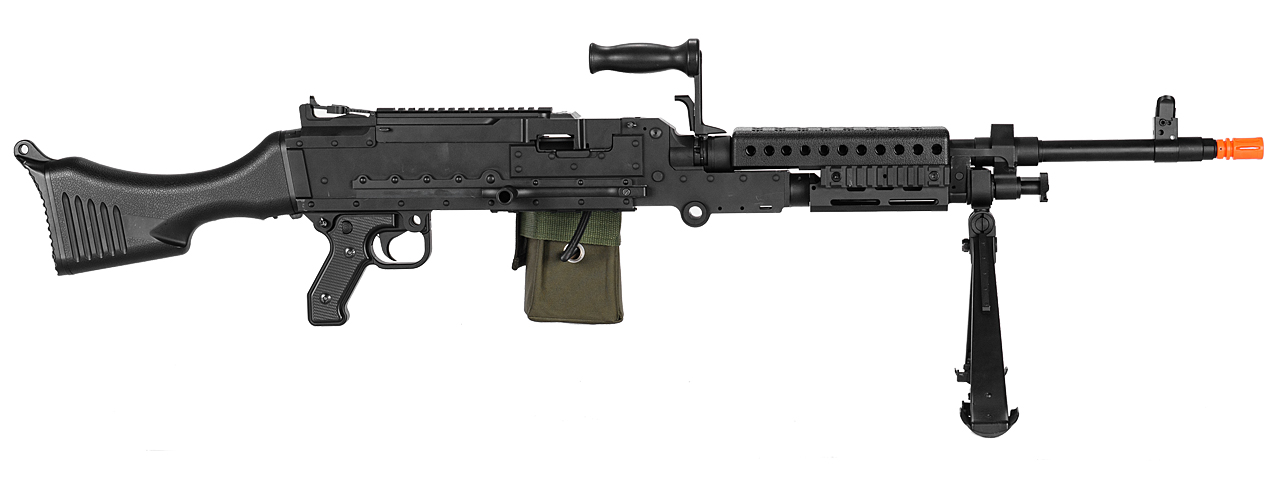 Lancer Tactical Full Metal M240 Airsoft AEG Squad Automatic Machine Gun with Box Magazine (Color: Black) - Click Image to Close