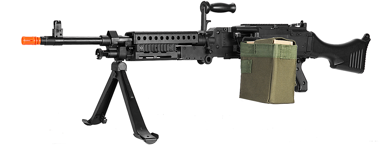 Lancer Tactical Full Metal M240 Airsoft AEG Squad Automatic Machine Gun with Box Magazine (Color: Black) - Click Image to Close