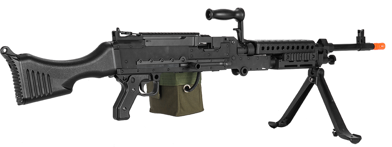 Lancer Tactical Full Metal M240 Airsoft AEG Squad Automatic Machine Gun with Box Magazine (Color: Black) - Click Image to Close