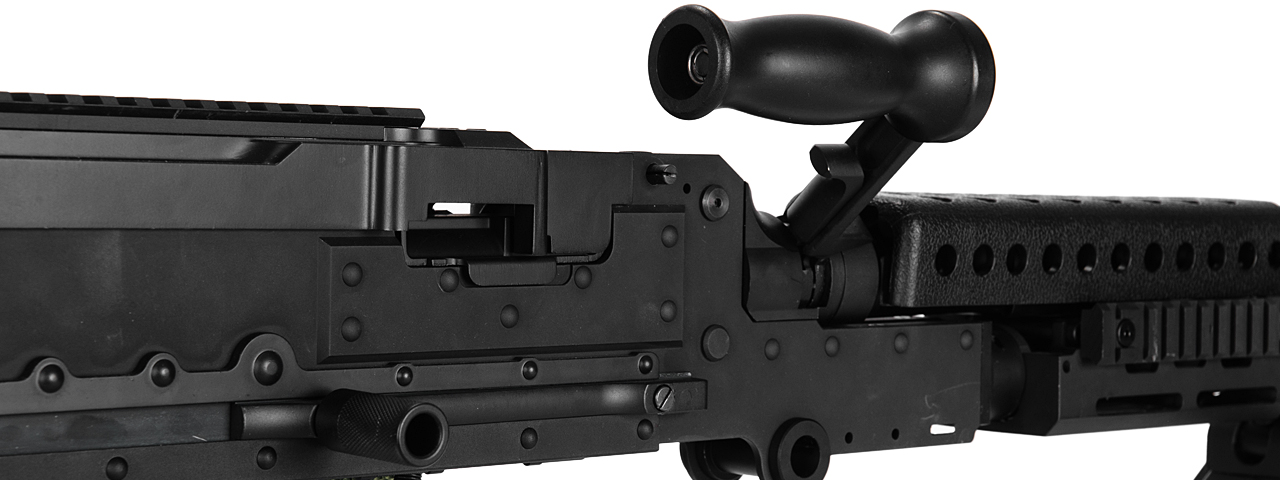 Lancer Tactical Full Metal M240 Airsoft AEG Squad Automatic Machine Gun with Box Magazine (Color: Black) - Click Image to Close